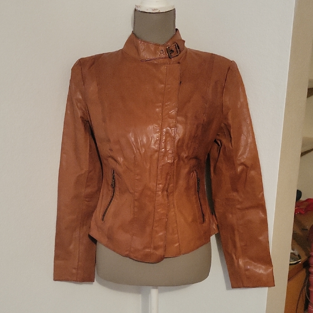 Marc New York Andrew Marc Women's Tan Leather Jacket